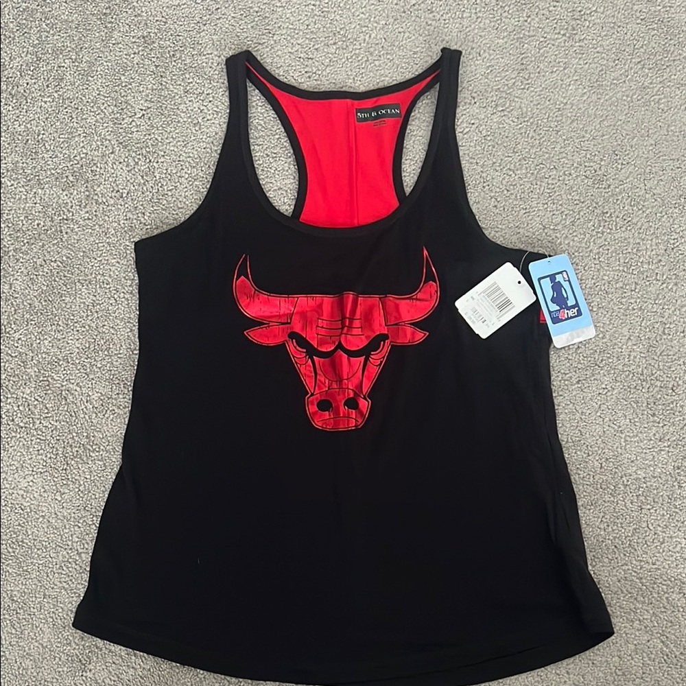 NBA Chicago Bulls Black and Red Sleeveless Tank Top